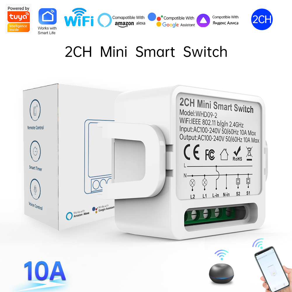 Smart Light Switch - 2 Way Tuya Smart Switch 2Gang