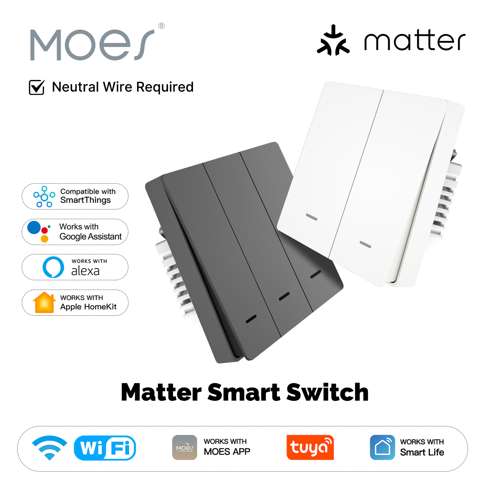 MOES Matter Tuya WiFi Smart Li - đánh giá và giá Smart Light Switch