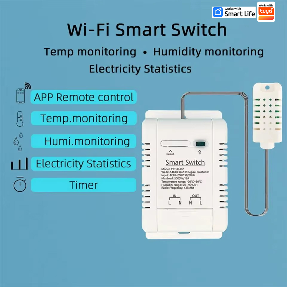Work with Tuya 16A 3000W WiFi  - đánh giá và giá Smart Energy Monitor